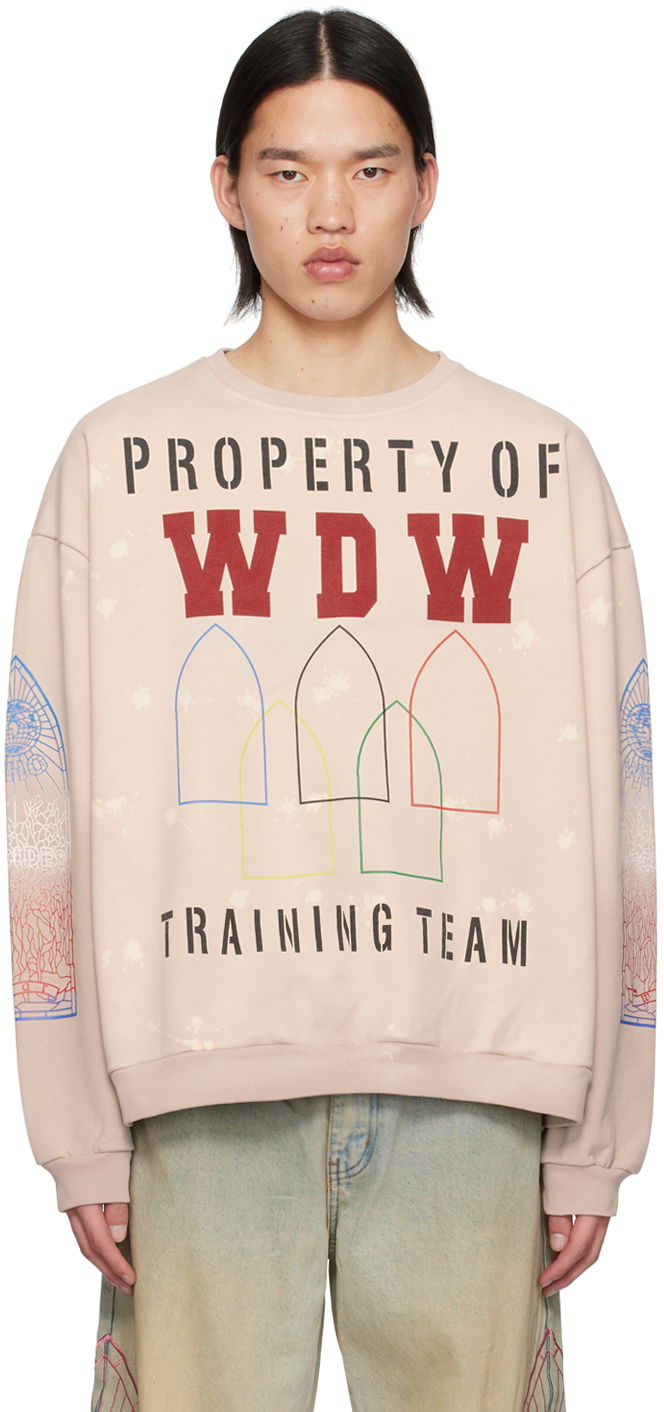 Mikina Who Decides War Oversized Graphic Crewneck 'Training Team' Sweatshirt Béžová | 1110460033SS24