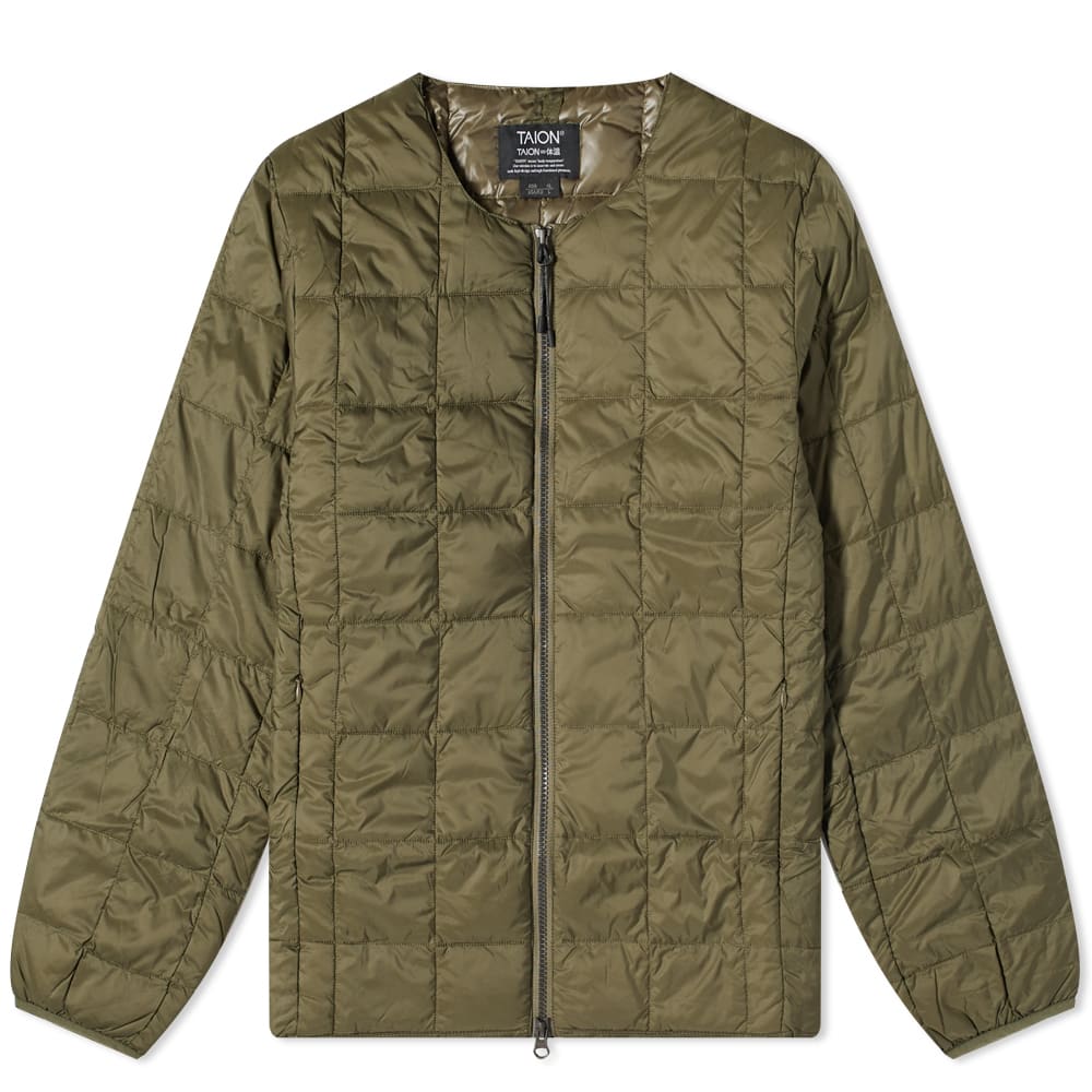 Bunda TAION Crew Neck Zip Down Jacket Zelené | TAION-104WZ -OLV, 0