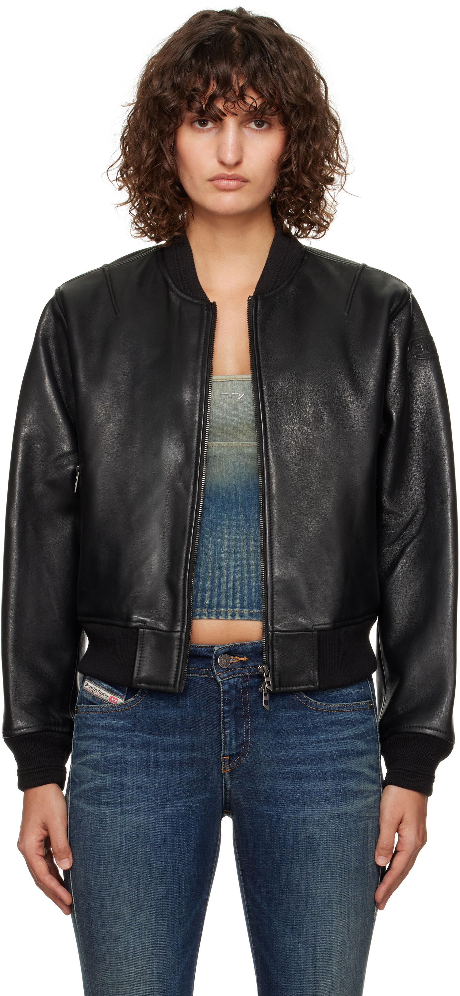 Bomber bunda Diesel Leather Bomber Čierna | A14564 0HJAC, 0