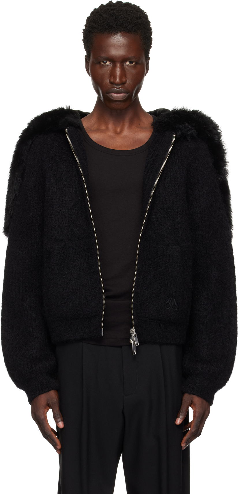 Mikina Moose Knuckles Faux Fur Trim Knit Hoodie Čierna | M34MK682