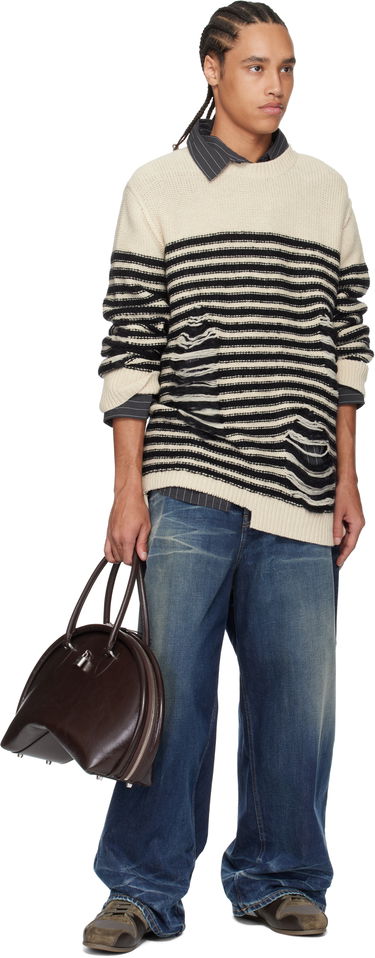 Sveter Acne Studios Acne Studios Striped Distressed Knit Sweater Rôznofarebný | C60105-, 3