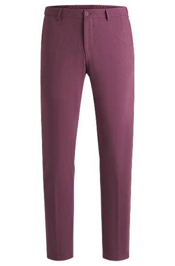 Nohavice BOSS Slim-Fit Micro-Patterned Stretch Suit Trousers Fialová | 50535040, 0