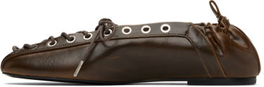 Oblečenie GANNI GANNI Oleatex Lace-Up Ballerina Flats Hnedá | S3093, 2