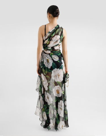 Šaty Dolce & Gabbana Dolce & Gabbana One-Shoulder Gardenia-Print Chiffon Dress Zelené | F6TLHTIS1XDHN5JB, 2