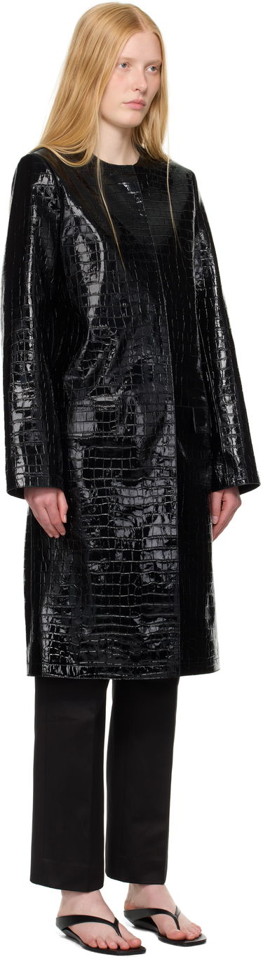 Kabáty TOTEME TOTEME Croco-Embossed Leather Coat Čierna | 252-WRO0219-LE0129, 4