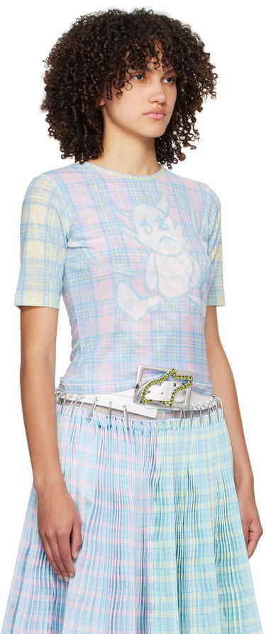 Tričko Chopova Lowena Chopova Lowena Devil Print Plaid T-Shirt Modrá | 2239, 1