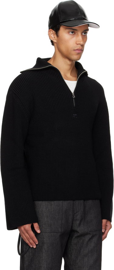Sveter Courrèges Courrèges Ribbed Wool Trucker Sweater Čierna | 325MPU243FI0036, 1
