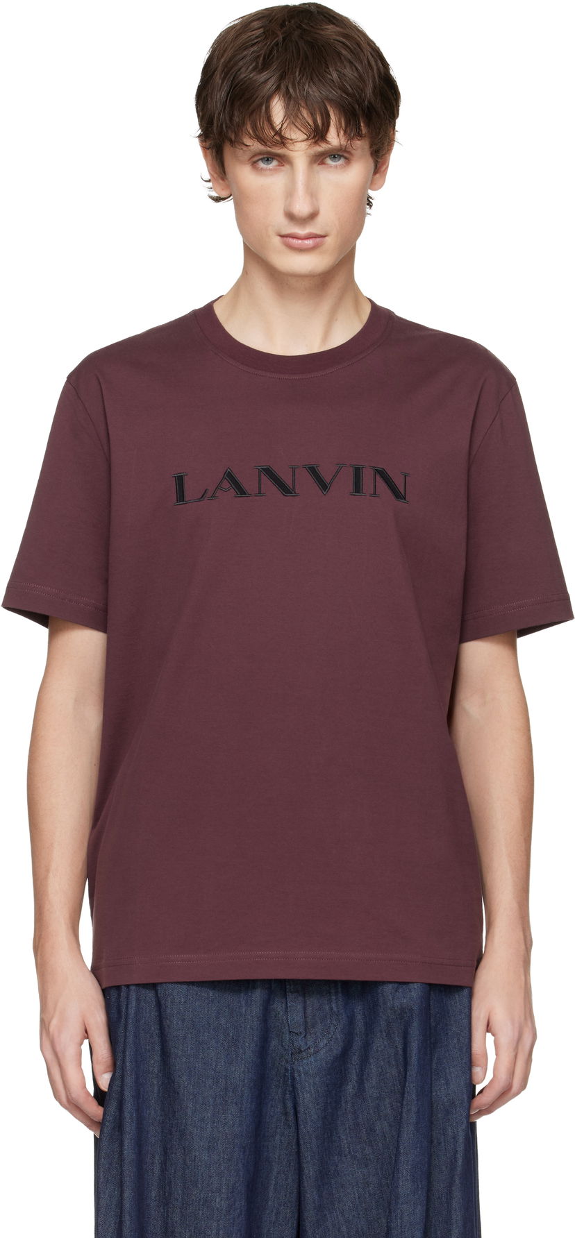 Tričko LANVIN Embroidered 'Lanvin' Cotton T-shirt Vínová | RM-TS0012-J300-H25