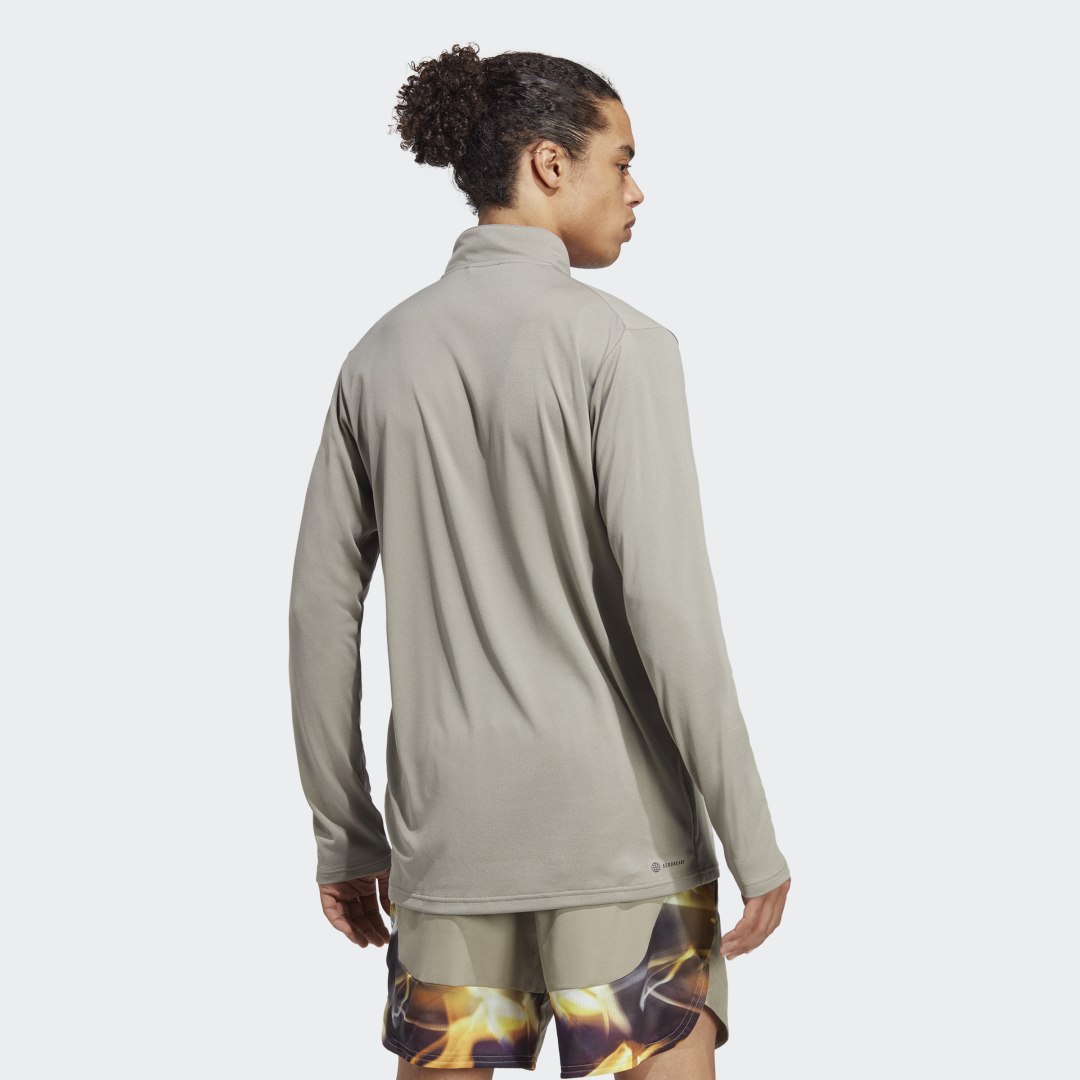 Tričko adidas Originals Train Essentials Seasonal Training 1/4-Zip Tee Béžová | IB8549, 1