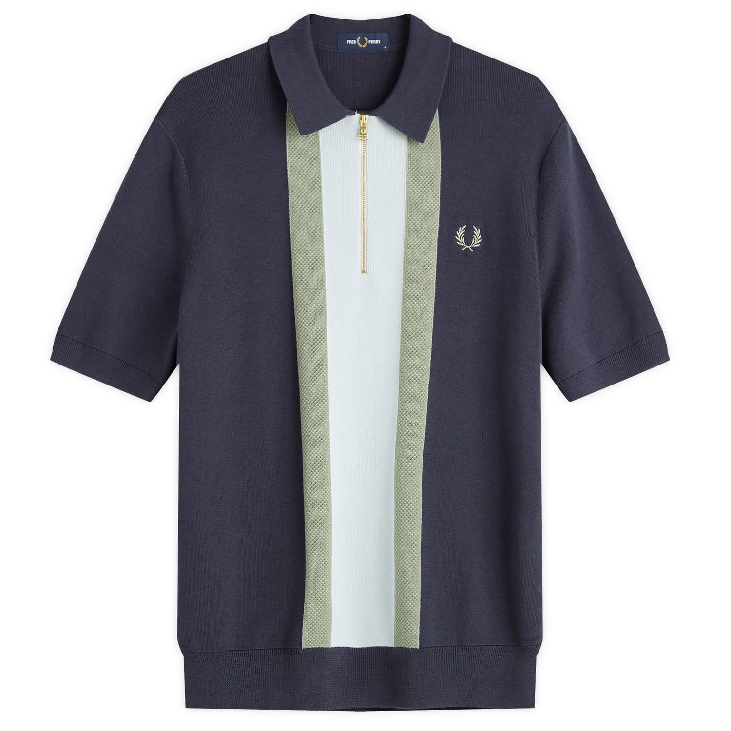 Polo tričko Fred Perry Textured Stripe Knitted Zip Polo Shirt Navy | K1342-738, 0