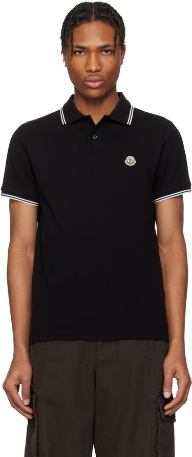 Polo tričko Moncler Moncler Cotton Piquet Polo with Striped Trim Čierna | K10918A0003184556, 0