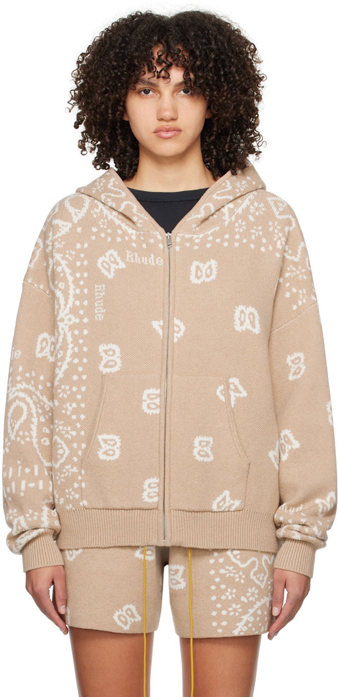 Mikina Rhude Jacquard Hoodie Béžová | RHPS24SW02973517, 0