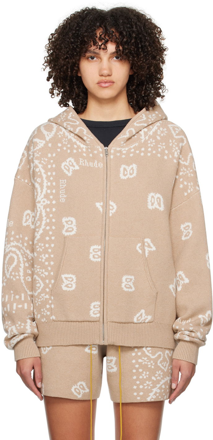 Mikina Rhude Jacquard Hoodie Béžová | RHPS24SW02973517