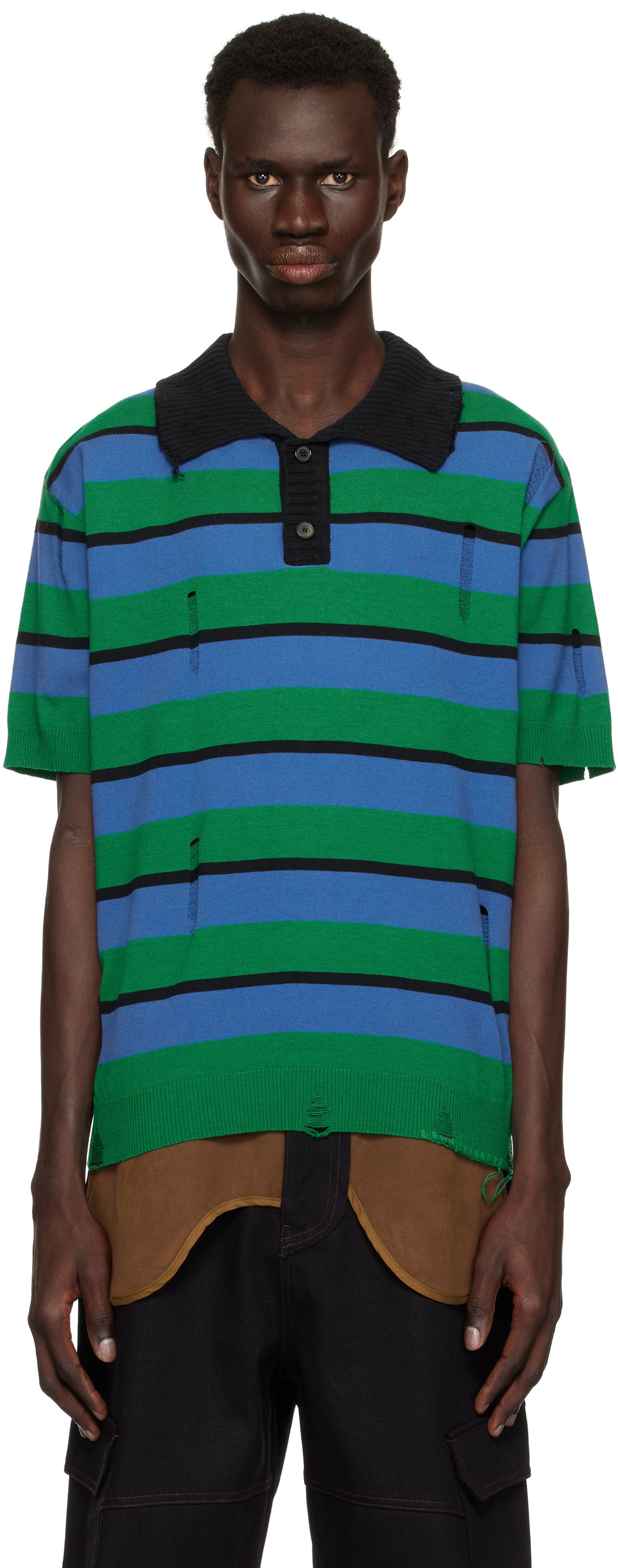 Polo tričko Andersson Bell Andersson Bell Damaged Stripe Knit Polo Rôznofarebný | atb1242m, 0