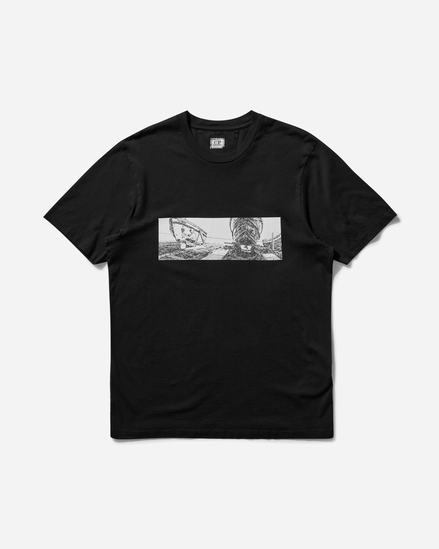 Tričko C.P. Company T-Shirt with Graphic Print Čierna | 18CMTS319A-005431G 999, 0