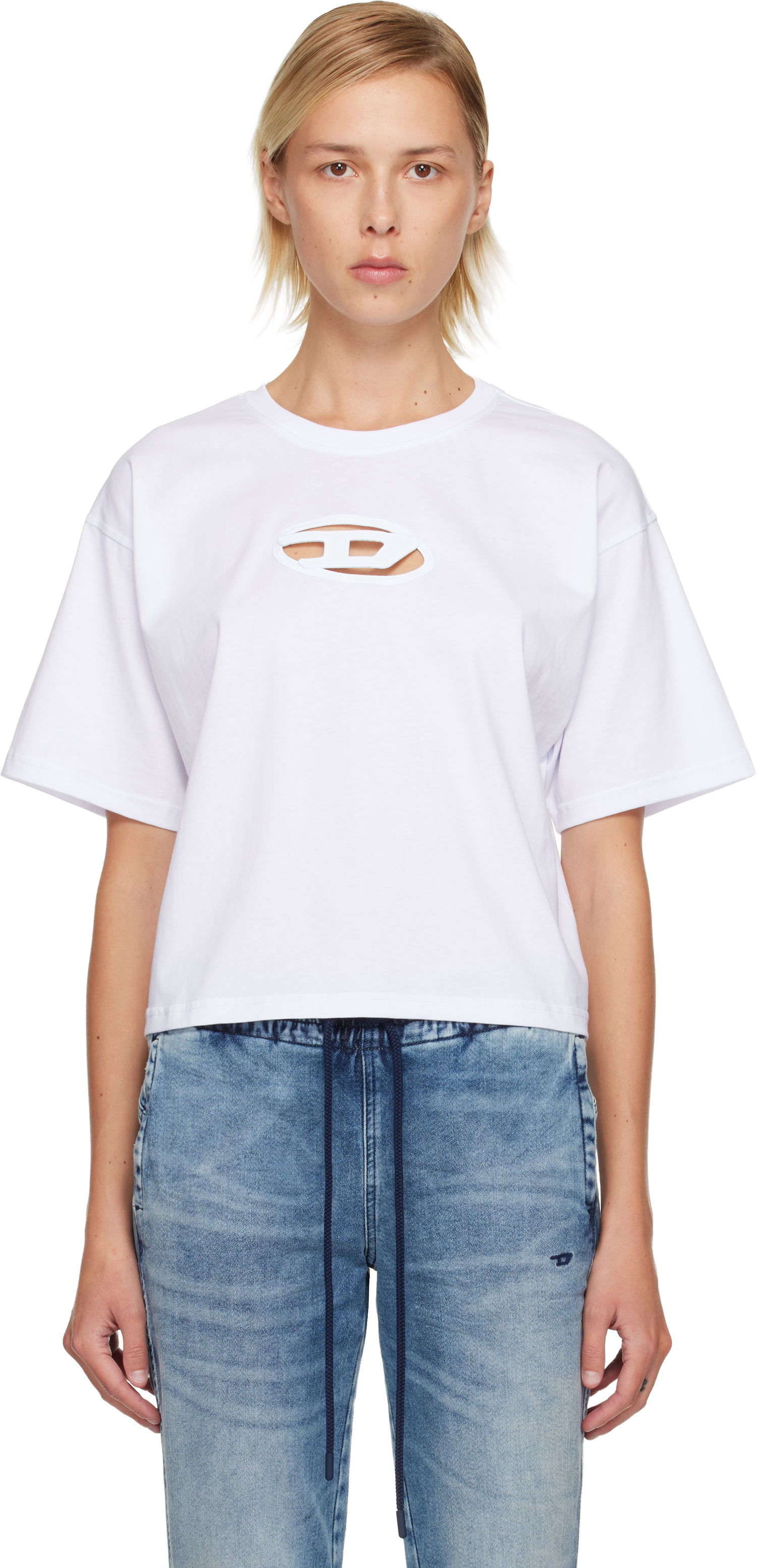 Crop Top Diesel Cropped Cut-out Logo T-shirt T-Buxt-Crop-Od Biela | A15096 0NIAX, 0