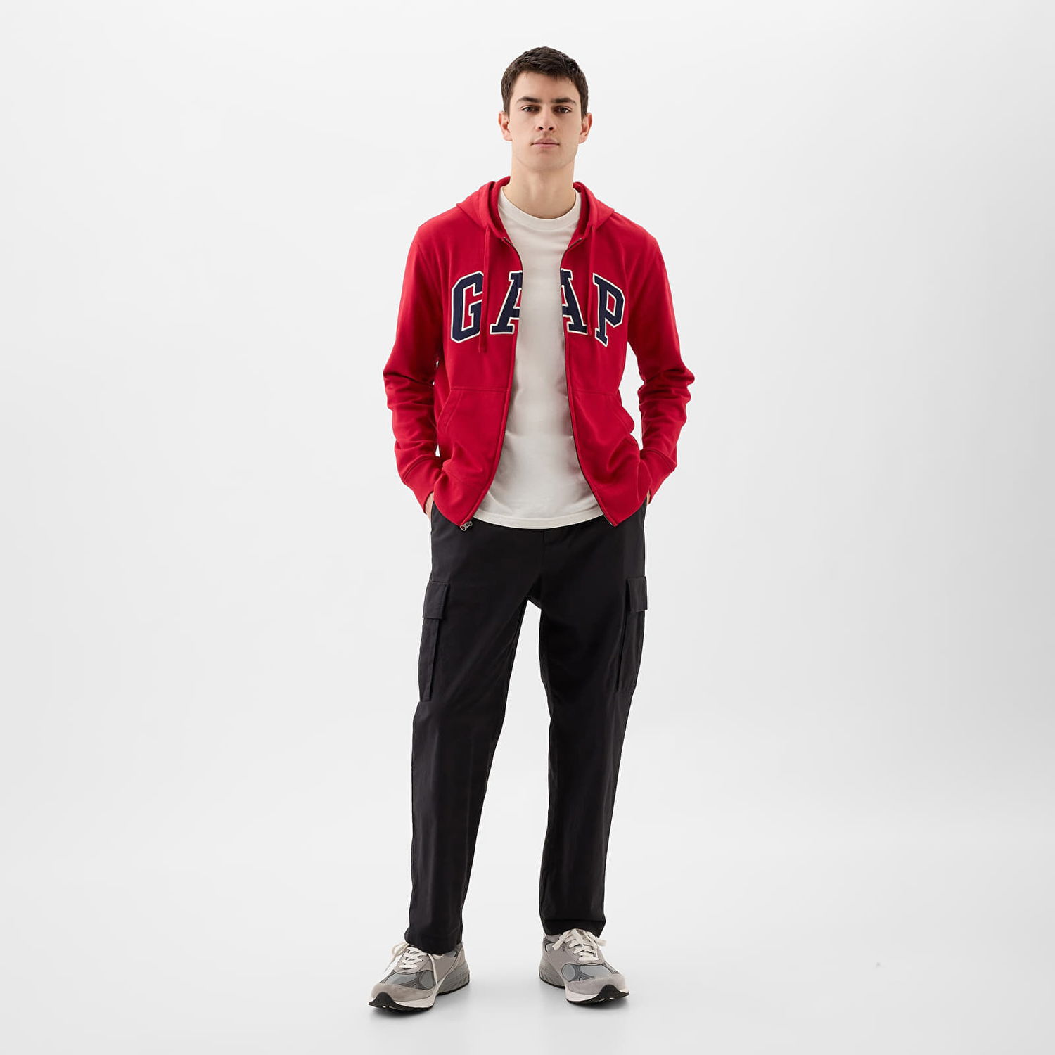 Mikina GAP French Terry Fullzip Logo Hoodie Lasalle Red Červená | 868454-03, 1