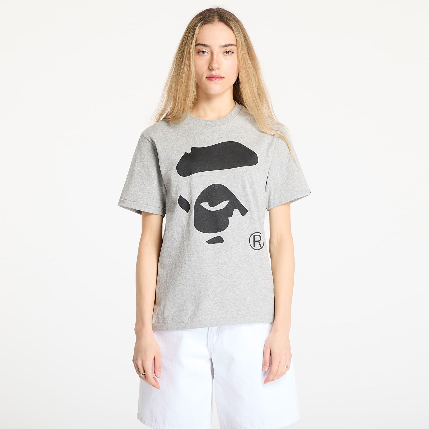 Tričko BAPE A BATHING APE Ape Face T-Shirt Šedá | 001TEL301003MGRA, 0
