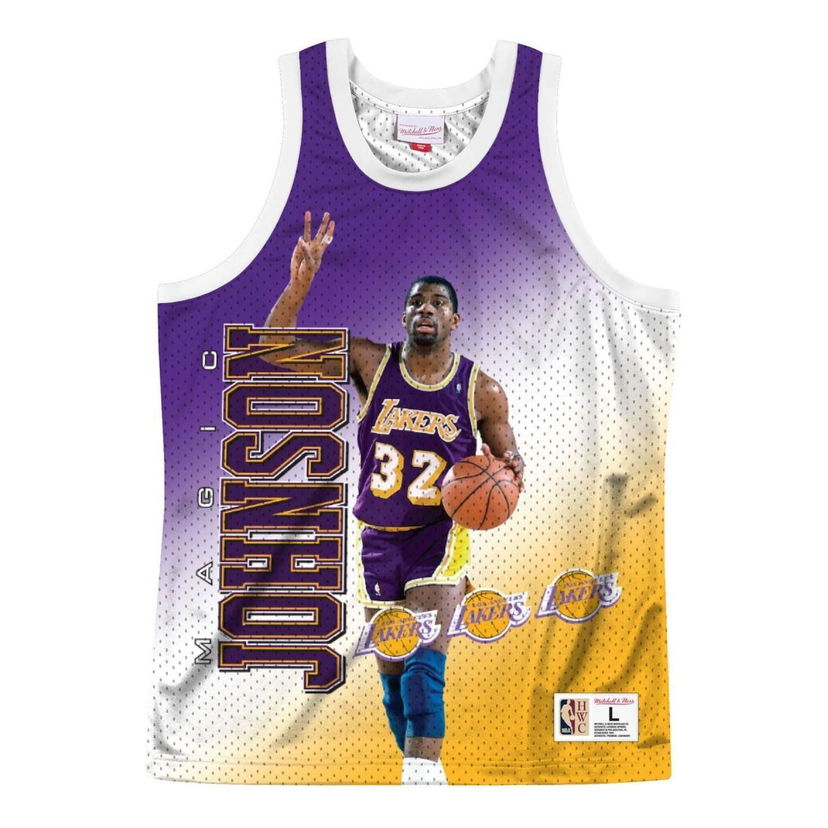 Dres Mitchell & Ness Mitchell & Ness NBA Los Angeles Lakers Magic Johnson Basketball Jersey Fialová | MSTKMI19002-LALWHITEJH