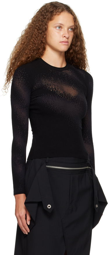 Sveter Dion Lee Dion Lee Burn Out Long Sleeve T-Shirt Čierna | C7201P23, 1