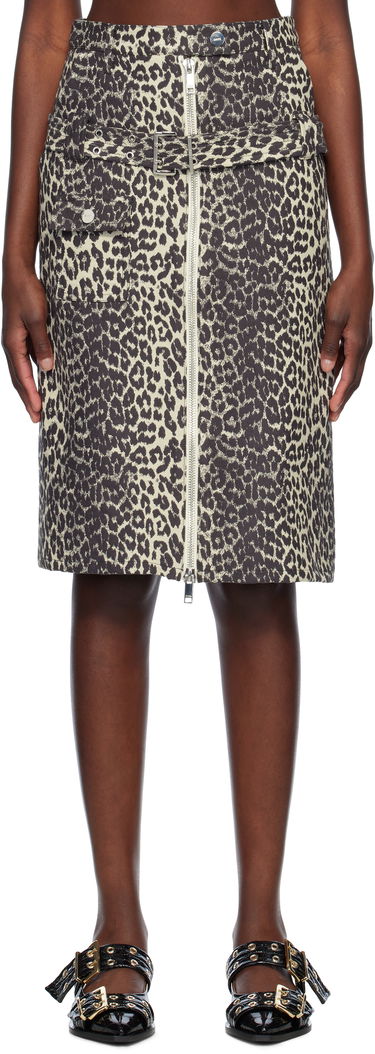 Sukňa GANNI Ganni Cotton Tweed Midi Skirt with Belt Béžová | W0236, 0