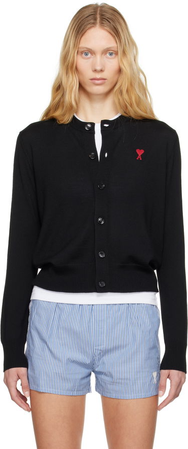 Sveter AMI AMI Paris Wool Ami de Coeur Cardigan Čierna | FKC211.KN0025, 0