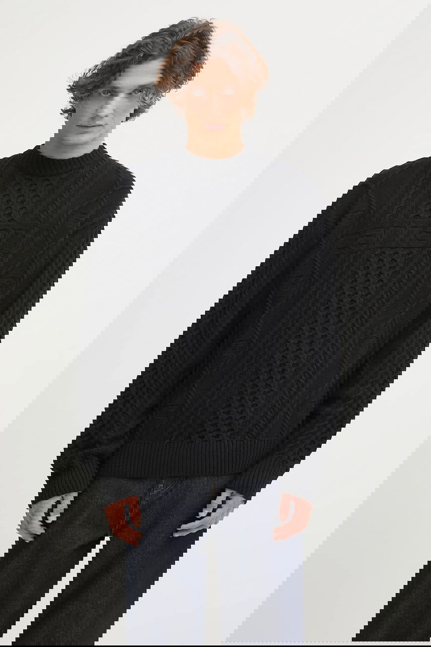 Sveter Carhartt WIP Shawn Cable Knit Crew Neck Sweater Čierna | I035418.89XX, 0