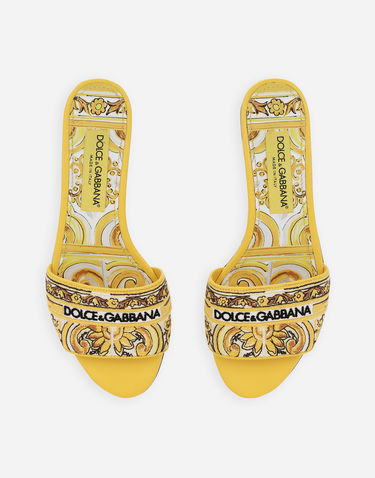 Tenisky a topánky Dolce & Gabbana Embroidered Majolica Pattern Sliders Žltá | CQ0571AV8048Q728, 3
