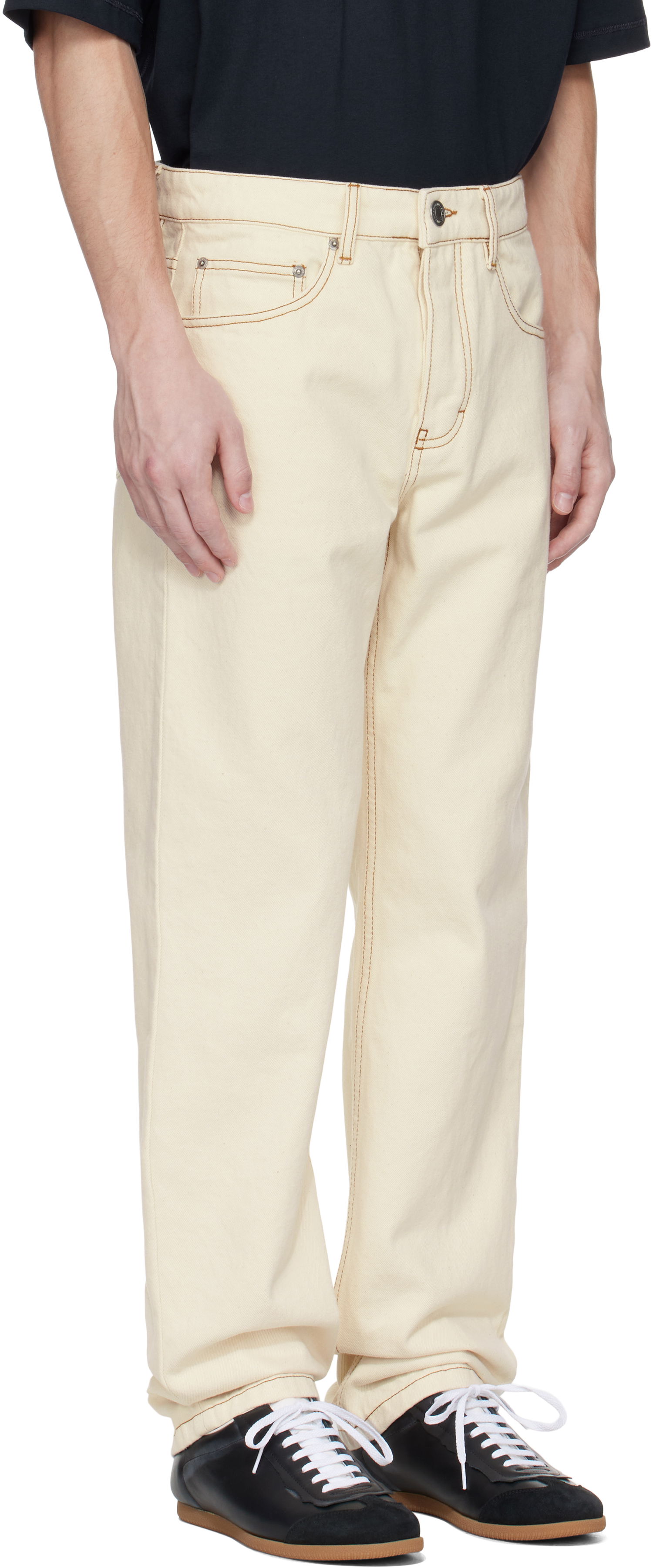 Džínsy AMI AMI Paris Classic Fit Jeans Béžová | HTR001.DE0039, 1