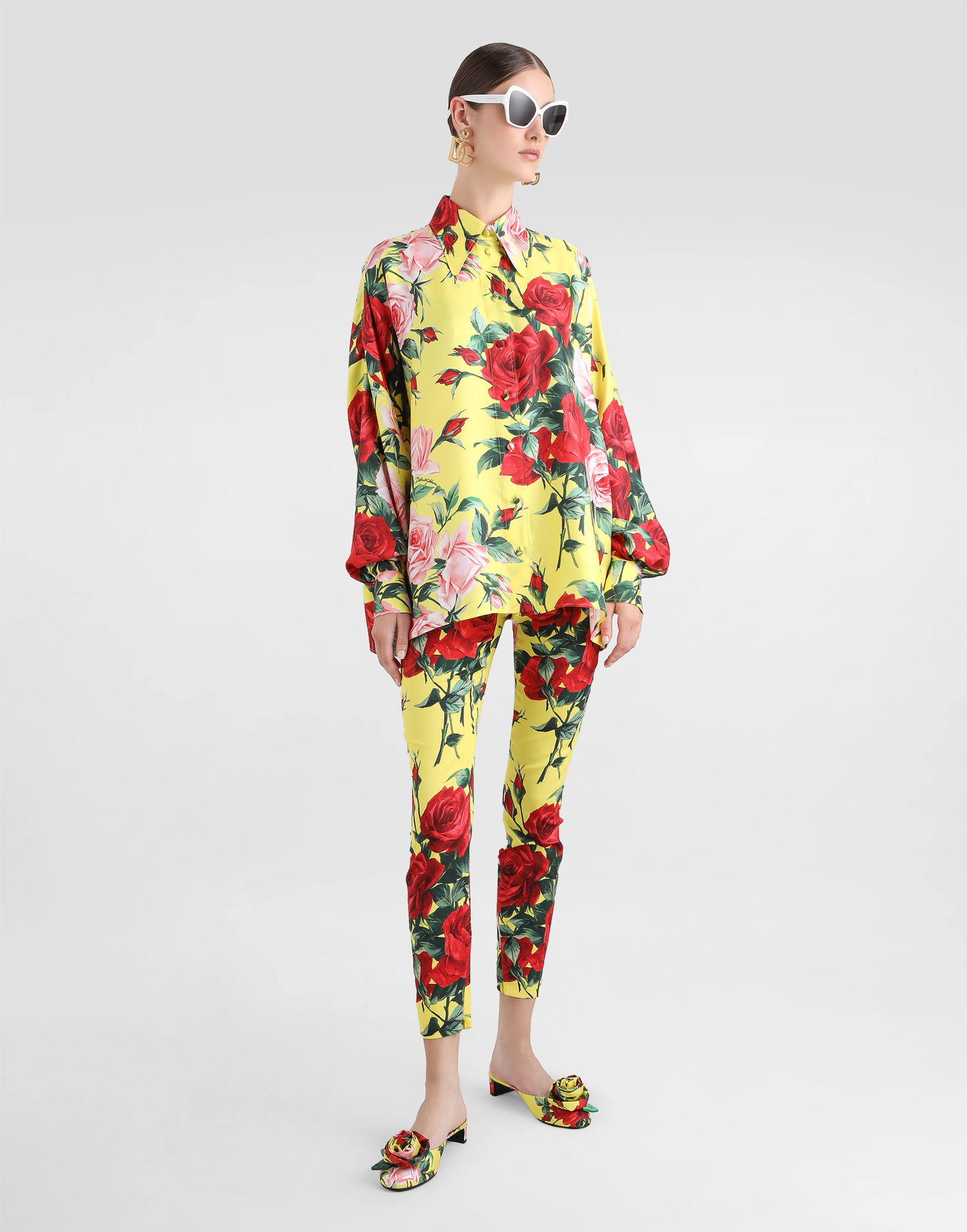Košeľa Dolce & Gabbana Dolce & Gabbana Oversize Bouquet-Print Silk Twill Shirt Žltá | F5T22TIS1XHHG5JD, 1