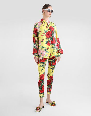 Košeľa Dolce & Gabbana Dolce & Gabbana Oversize Bouquet-Print Silk Twill Shirt Žltá | F5T22TIS1XHHG5JD, 1
