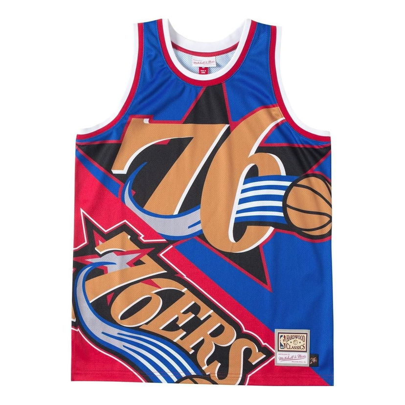 Dres Mitchell & Ness NBA Philadelphia 76ers Big Face Fashion Tank Modrá | TMTK4350-P76YYPPPBLUE