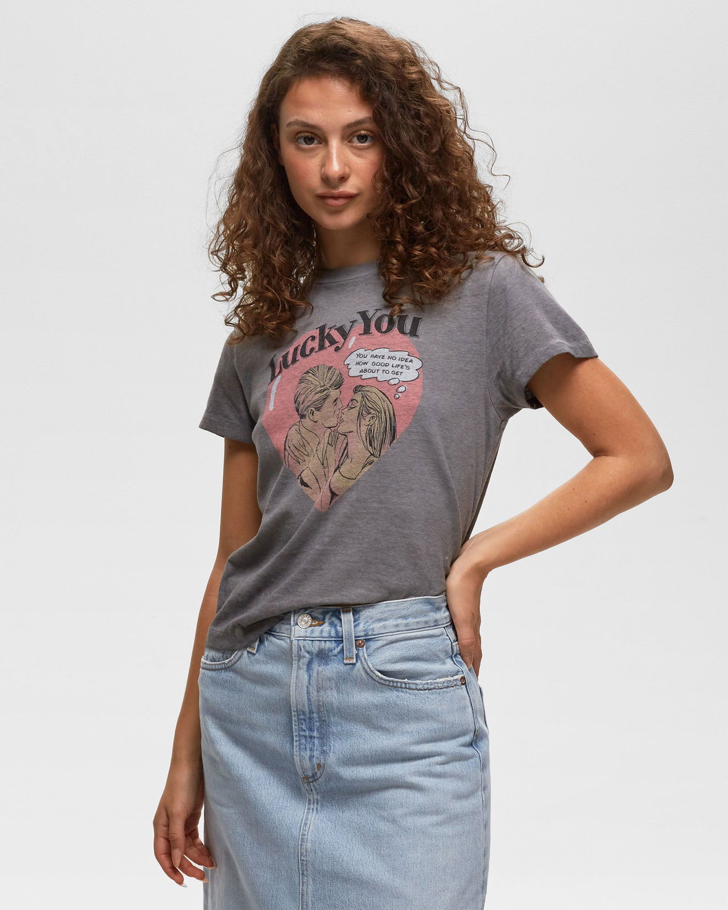 Tričko RE/DONE CLASSIC TEE LUCKY YOU Šedá | 024-02WCGT269, 1