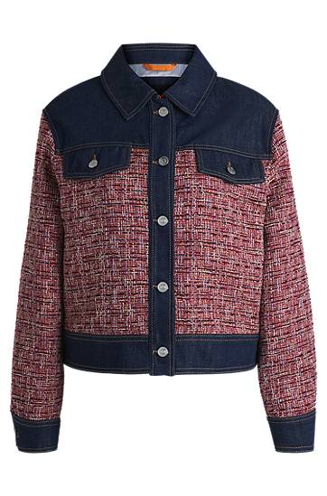Bunda BOSS Tweed Jacket with Denim Trims Rôznofarebný | 50531002, 0