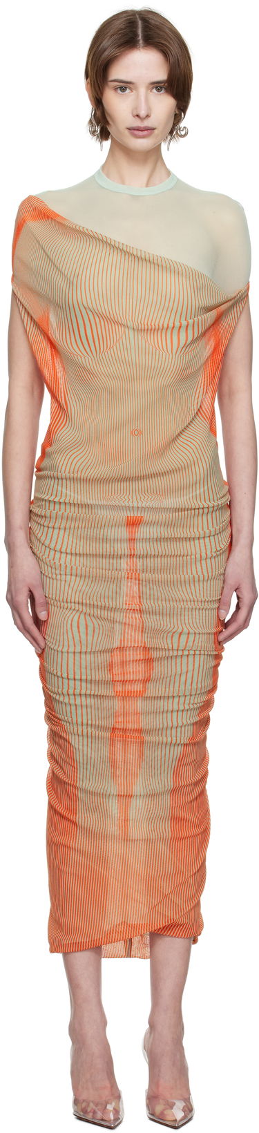 Šaty Jean Paul Gaultier Jean Paul Gaultier Draped Body Morphing Maxi Dress Oranžová | 25/33-F-RO380-T578-4216, 0