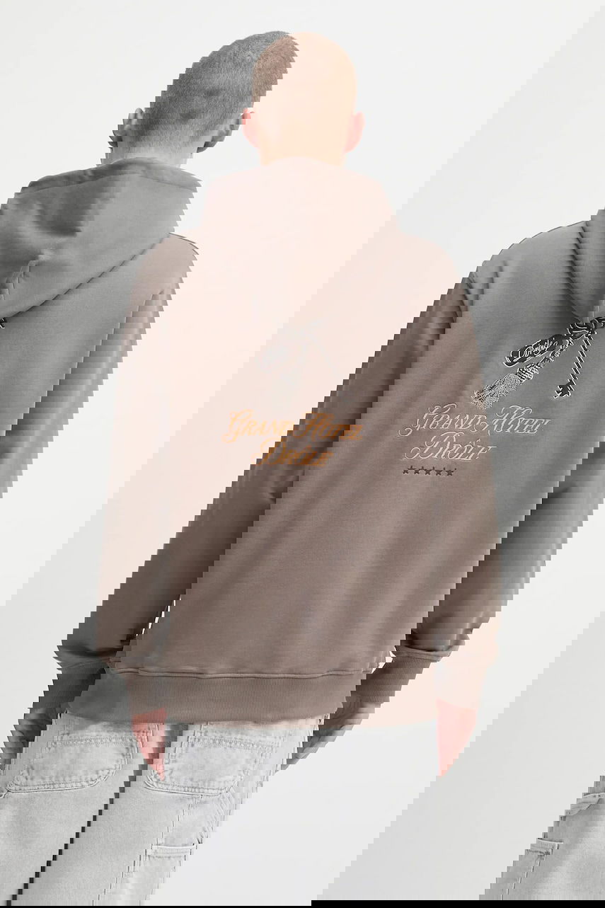 Mikina Drôle de Monsieur Drôle de Monsieur Le Hoodie Grand Hotel Graphic Print Hnedá | H.HO184.CO127, 0