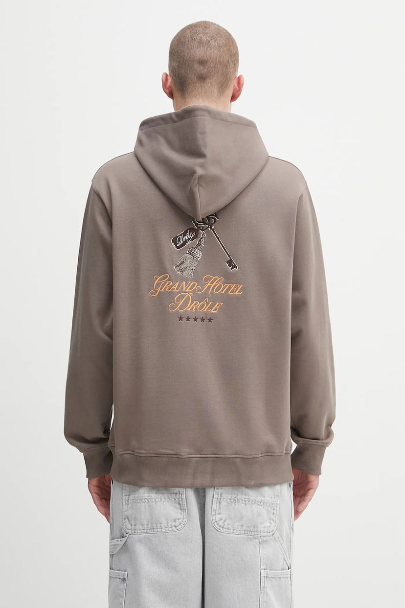 Mikina Drôle de Monsieur Drôle de Monsieur Le Hoodie Grand Hotel Graphic Print Hnedá | H.HO184.CO127