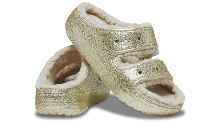 Tenisky a topánky Crocs Classic Cozzzy Glitter II Sandals Metalická | 208979-160, 1