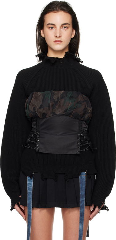 Sveter Andersson Bell Shirred Crop Bustier Top Čierna | atb1190w, 0