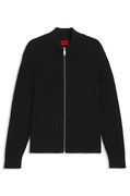 Cotton zip-up jacket with ribbed knit