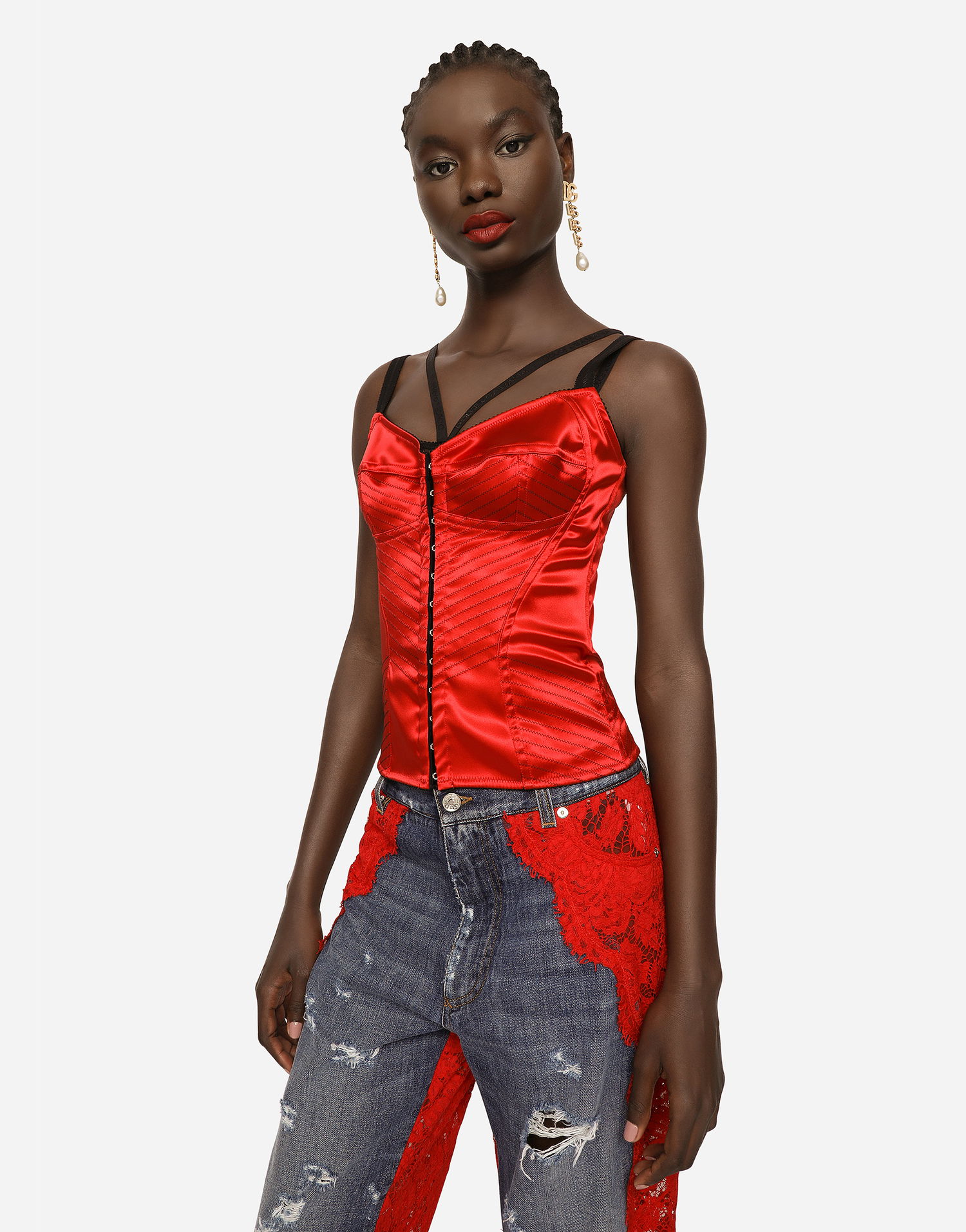 Body Dolce & Gabbana Satin Bustier Top Červená | F771STFURADR2244, 1