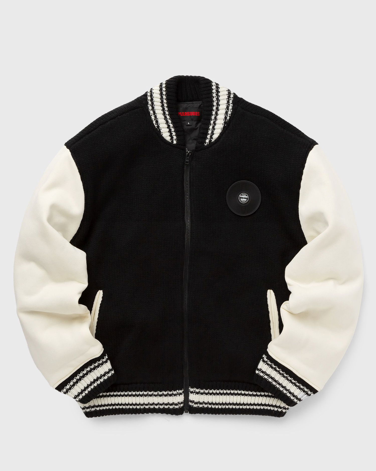 Bomber bunda Pleasures Smoke Knitted Varsity Jacket Čierna | P23W035-BLACK, 0