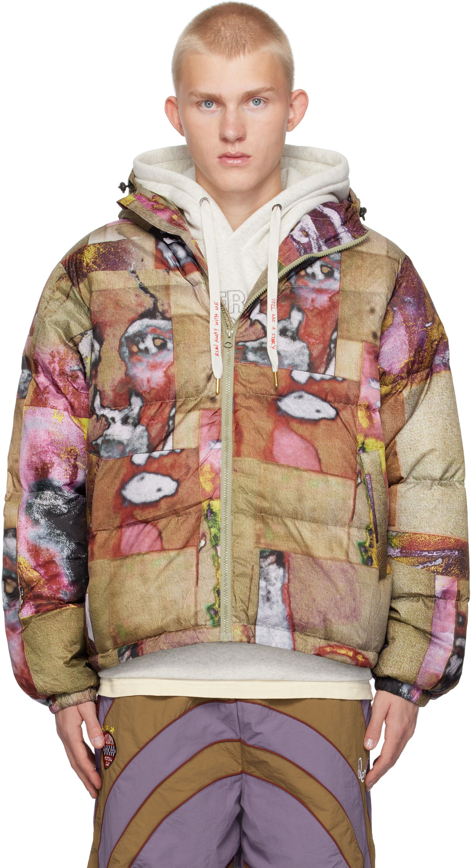 Faces Collage Printed Down Jacket