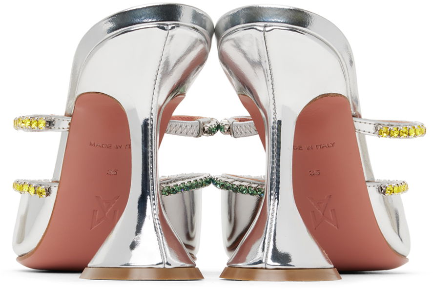 Tenisky a topánky Amina Muaddi Metallic Leather Mules With Rhinestone Trim Metalická | GILDA MULE OMBRE CL MIRROR, 1