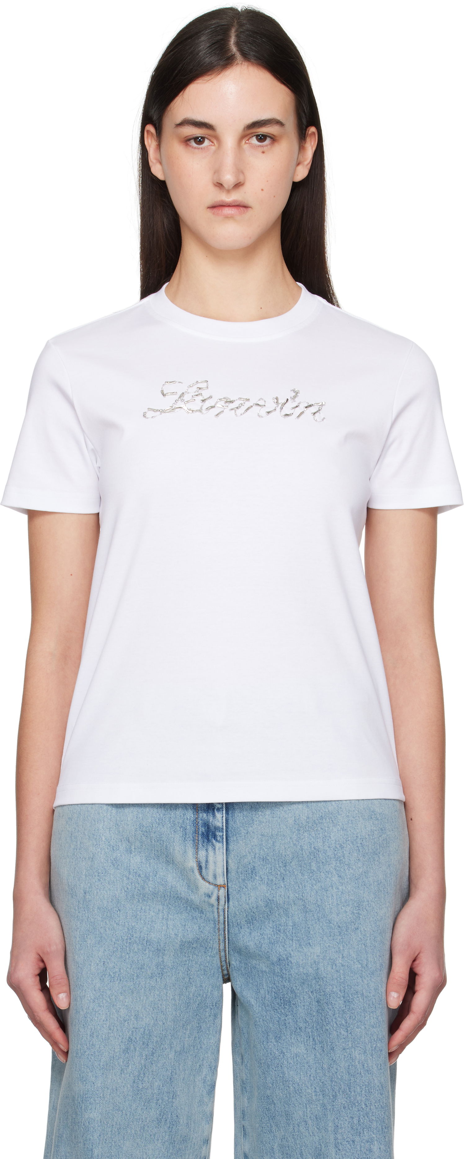 Tričko LANVIN Lanvin Bead Embroidered T-Shirt Biela | RW-TS9030-J176-P25, 0