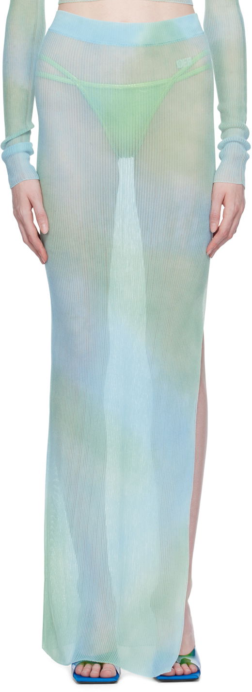 Sukňa Off-White Off-White Tie-Dye Midi Skirt Modrá | OWHL027S23KNI0014001, 0