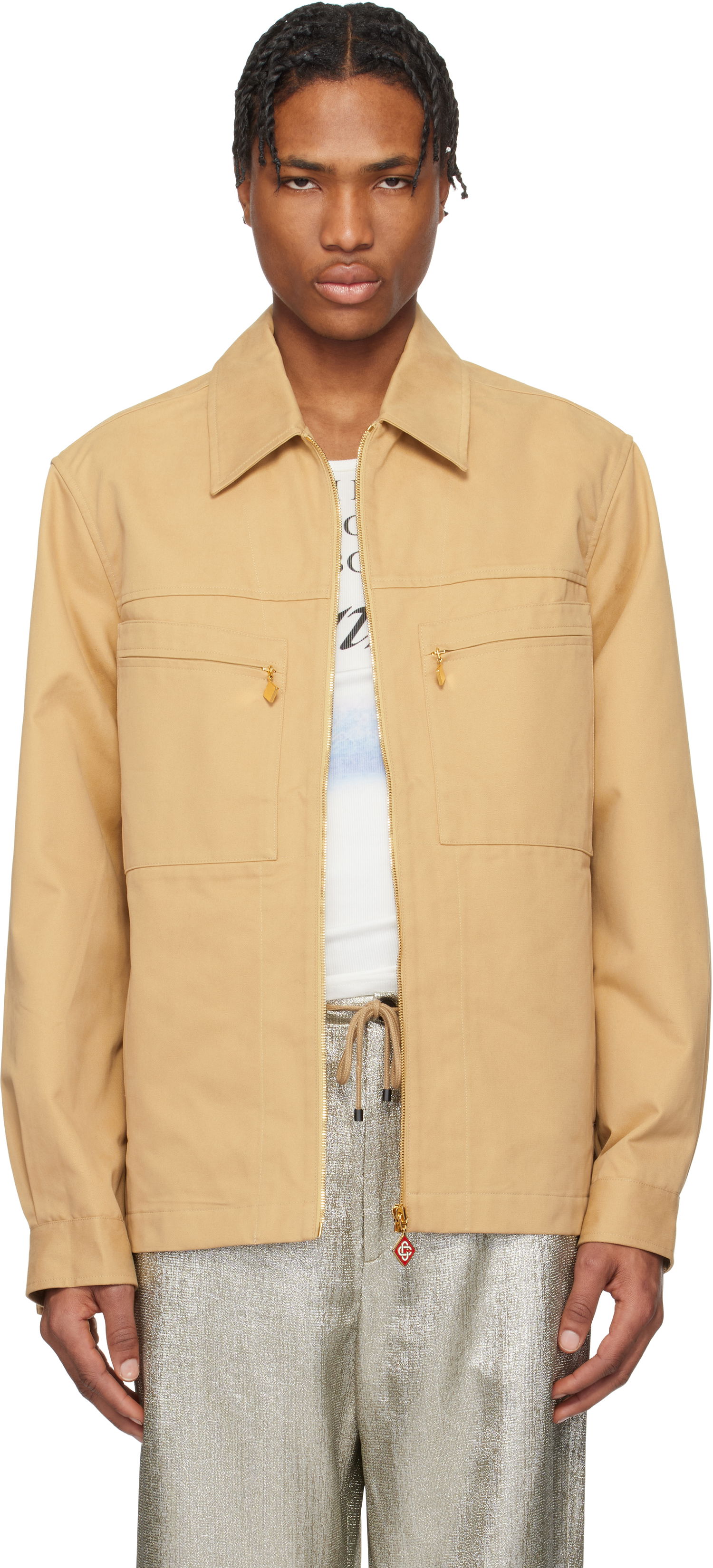 Bunda Casablanca Casablanca Zip-Up Jacket Béžová | MS25-JK-341-01, 0