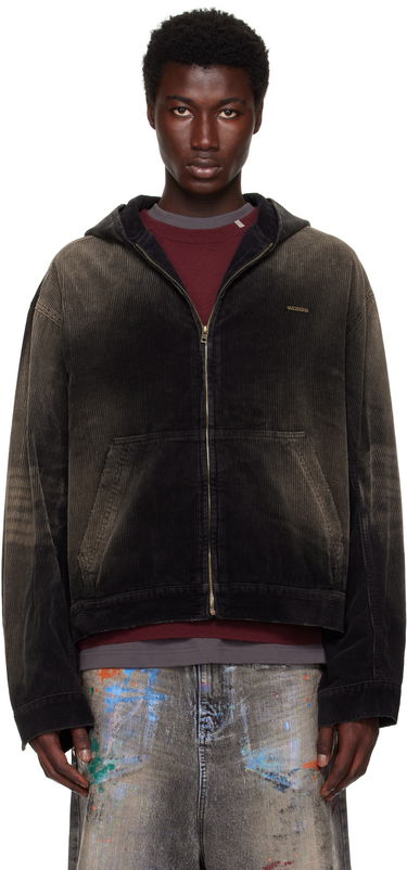Bunda We11done We11done Vintage Wash Corduroy Zip-Up Hoodie Čierna | WD-DJ2-25-318-U-BK, 0