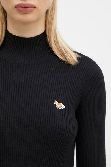 Sveter MAISON KITSUNÉ Maison Kitsuné Black Baby Fox Patch Turtleneck Čierna | NW00807KT1091, 3