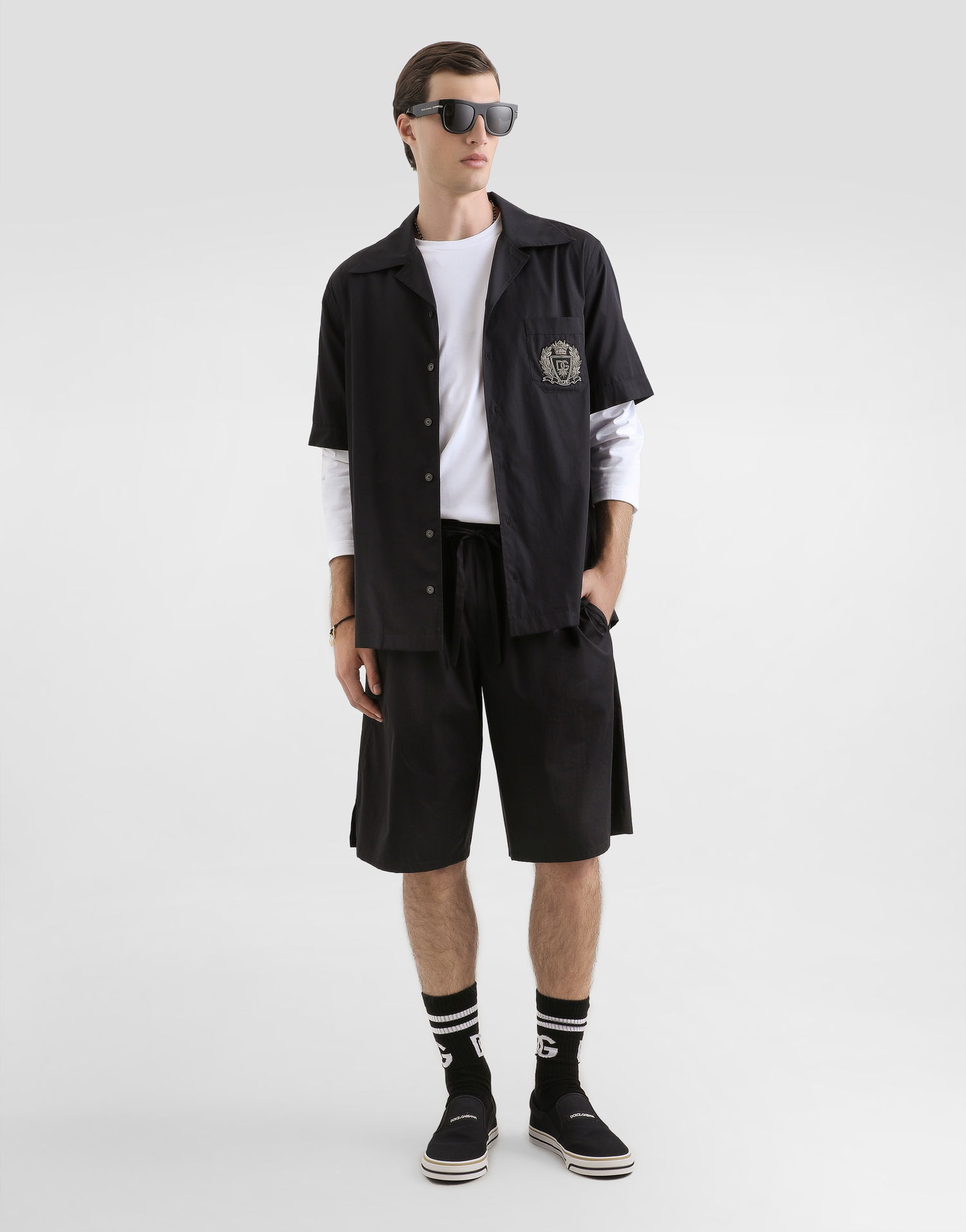 Košeľa Dolce & Gabbana Hawaii Cotton Shirt with Crest Čierna | G5JH9ZGK278N0000, 1